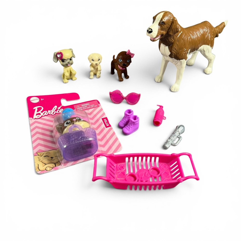 Barbie Mattel Pet Accessory Lot Dog Puppies Kitten Boots Sunglasses Brush